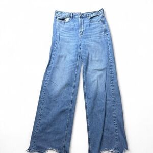 American Eagle High-waisted wide-leg blue denim jeans